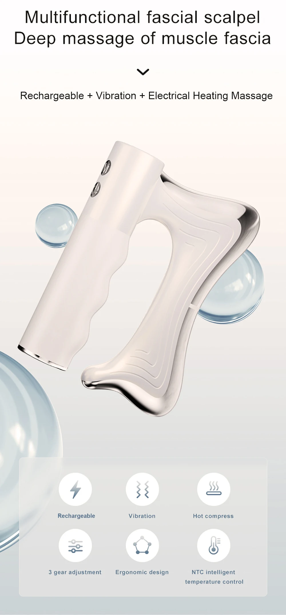 Heated Deep Tissue Massage Blade – Vibration & NMES Therapy